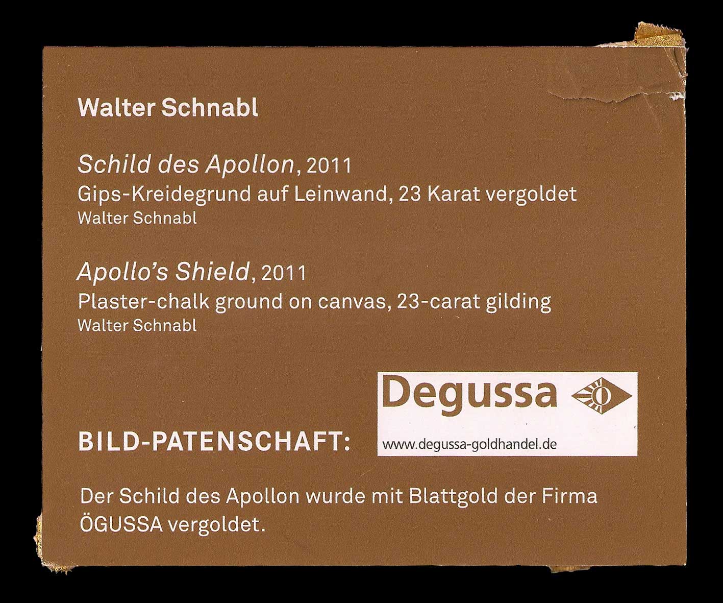 Schild der DEGUSSA - Aus GOLD im Belvedere Vienna 2012